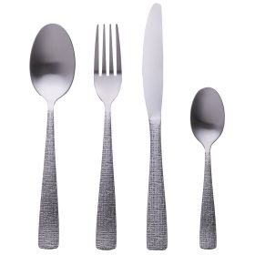 Set 24 posate in acciaio inox, silver opaco, Texture