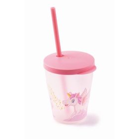Bicchiere bimbo unicorno con tappo e cannuccia