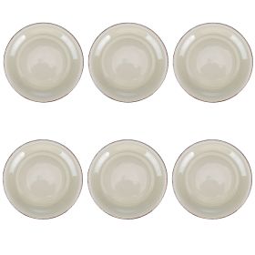 Set 6 piatti piani in gres dipinto a mano, sabbia, 4 Toni