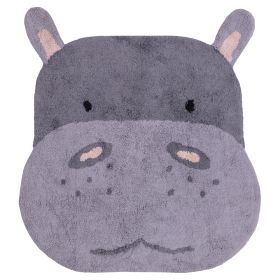 Tappeto tondo bambini 100 cm, design ippopotamo, Les Petites