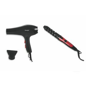 Set asciugacapelli e arricciacapelli rosso, Kooper