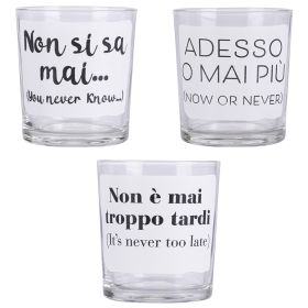Set 3 bicchieri acqua 270 ml con scritta, Sibilla