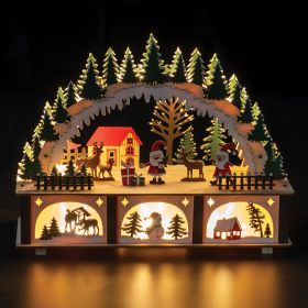 Paesaggio natalizio in legno con led, 27x10x20cm, Santa&#39;s House