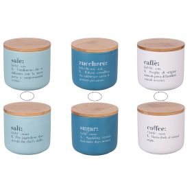 Set 3 barattoli sale, zucchero e caff&#232; 500 ml in ceramica e bamb&#249;, Victionary