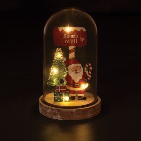 Campana natalizia led, in vetro e legno, Santa&#39;s House