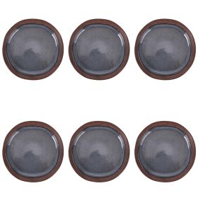 Set 6 piatti piani grigio marino in gres