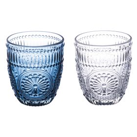 Set 2 bicchieri acqua 330 ml, trasparente e blu cobalto, Siviglia Sibilla