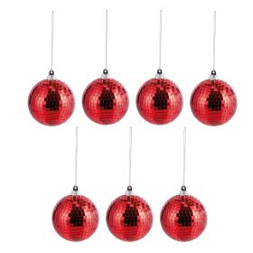 Set 7 palle natalizie disco ball, rosso, Santa&#39;s House