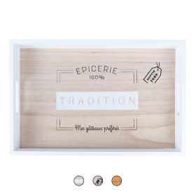 Vassoio rettangolare 45x30 cm in legno, doppia impugnatura