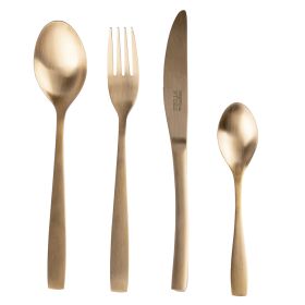 Set 4 posate in acciaio, oro satinato, Manhattan Sibilla