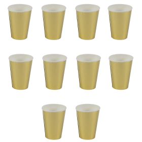 Set 10 bicchieri natalizi monouso, oro metallizzato, Santa&#39;s House