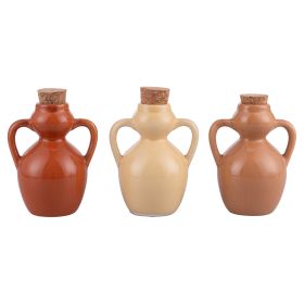 Anfora mini oliera 107 ml in ceramica e sughero, Chocolate