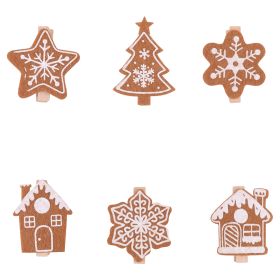 Set 6 mollette chiudi pacco natalizie in feltro e legno, Sweet Xmas