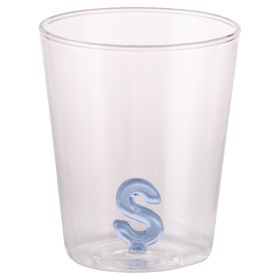 Bicchiere 420 ml in vetro borosilicato, lettera S interna in 3D, Monogram