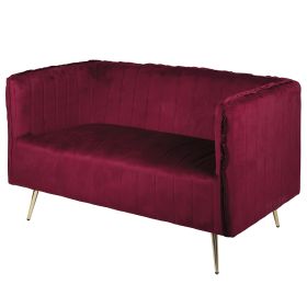 Divano 2 posti bordeaux 126x75x82 cm effetto velluto