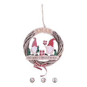 Ghirlanda decorativa natalizia in legno e rattan, Santa&#39;s House