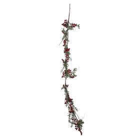 Ramo decorativo led, pigne e bacche rosse l. 120 cm, XMas Garden