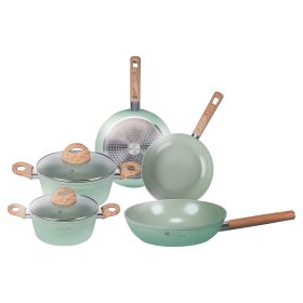 Batteria 7 pezzi, rivestimento in ceramica, induzione, Green S&#236;Chef