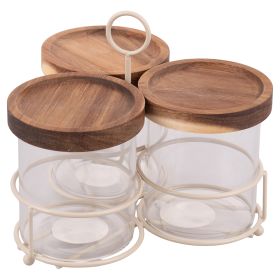 Set 3 barattoli 390 ml con stand, Natural