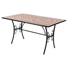 Tavolo rettangolare da esterno 142x82 cm in ferro e ceramica