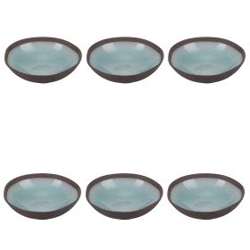 Set 6 piatti fondi acquamarina in gres, Barbados