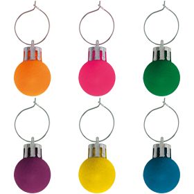Set 6 segna bicchieri velvet per calici e fl&#251;te, fluo, Xmas Charm