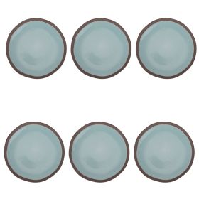 Set 6 piatti piani acquamarina in gres, Barbados