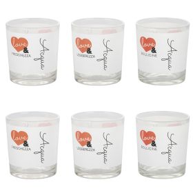 Set 6 bicchieri acqua in vetro 270 ml, Love and