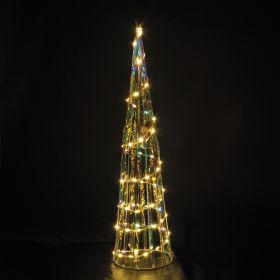 Albero a cono luminoso h. 80 cm, 60 microled, bianco caldo, Santa&#39;s House