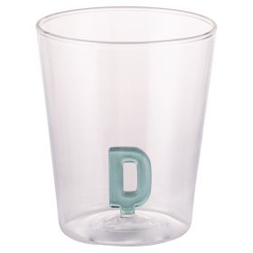 Bicchiere 420 ml in vetro borosilicato, lettera D interna in 3D, Monogram