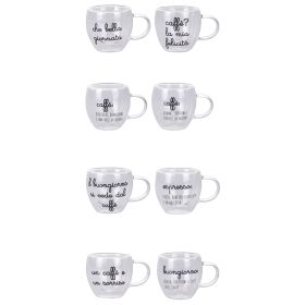 Set 2 tazzine caff&#232; 80 ml con manico in vetro borosilicato incamiciato, Pensieriny