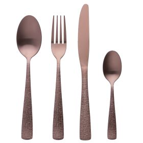 Set 24 posate in acciaio inox, rame opaco, Texture