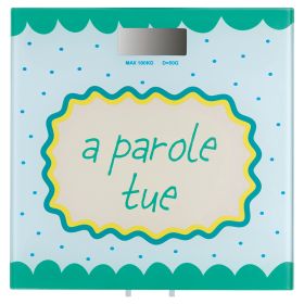 Bilancia pesapersone digitale, top in vetro temperato, verde, More Amor