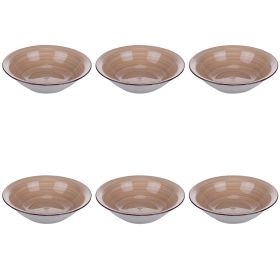 Set 6 piatti fondi in gres dipinto a mano, terracotta, 4 Toni