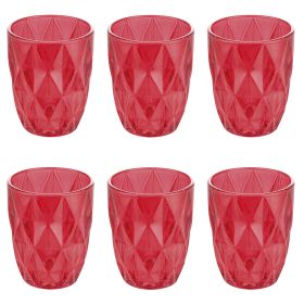 Set 6 bicchieri acqua 340 ml, trasparente, Celine Red