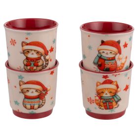 Set 4 tazzine caff&#232; 100 ml impilabili in gres, Xmas Miao